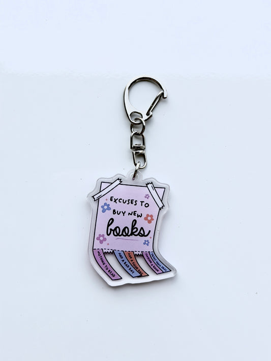 "Excuses to Buy New Books" Keychain