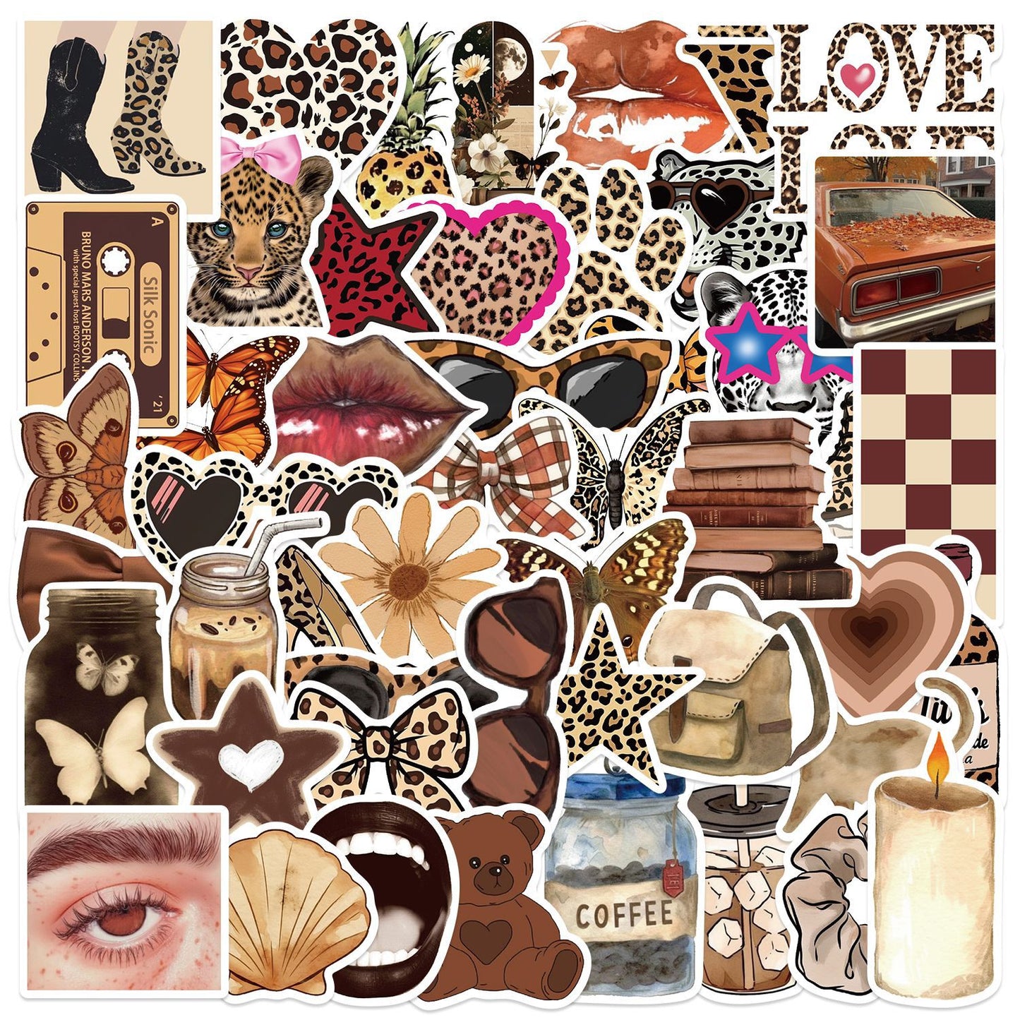 Glam Cheetah Stickers (50 pcs)
