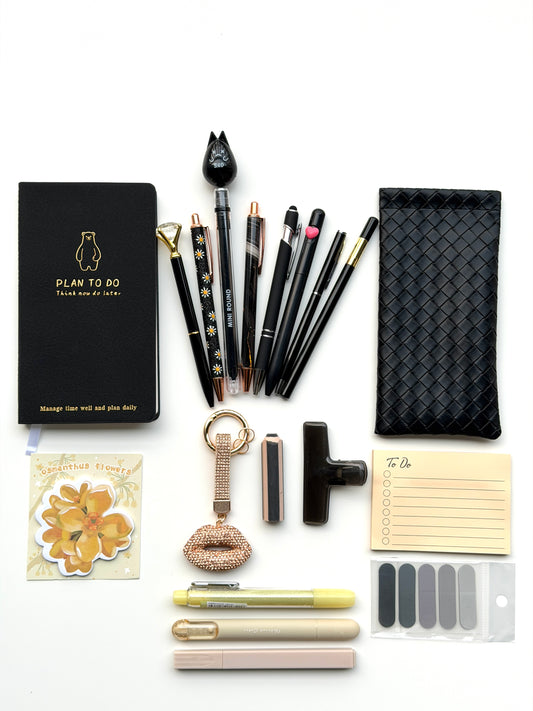 ✨ Black & Gold Elegance Stationery Bundle