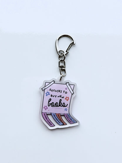 "Excuses to Buy New Books" Keychain
