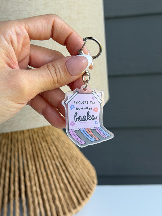 "Excuses to Buy New Books" Keychain