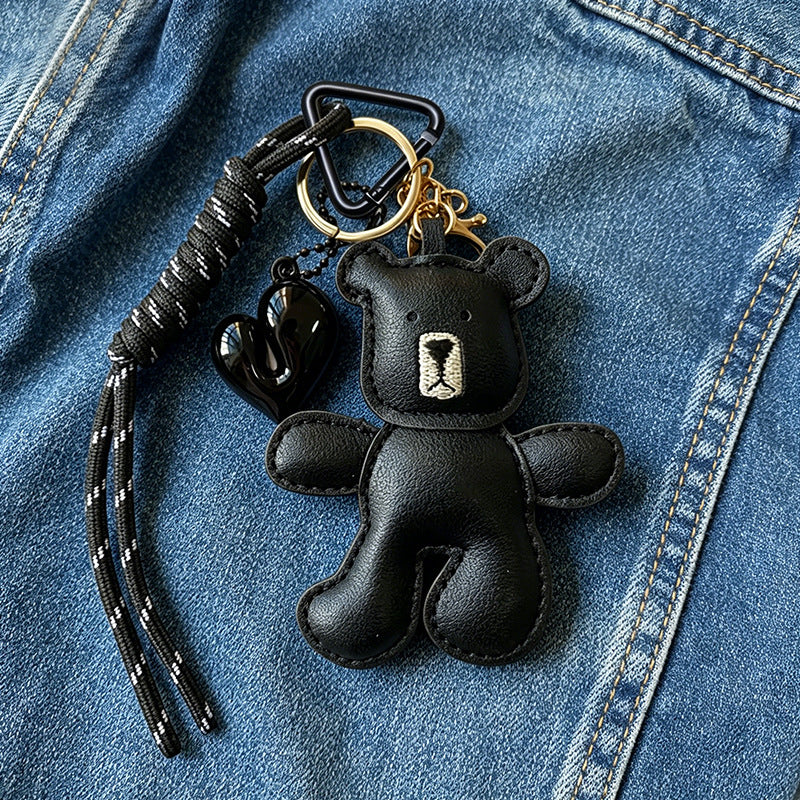 Black Teddy with Heart Keychain | Bag Charm