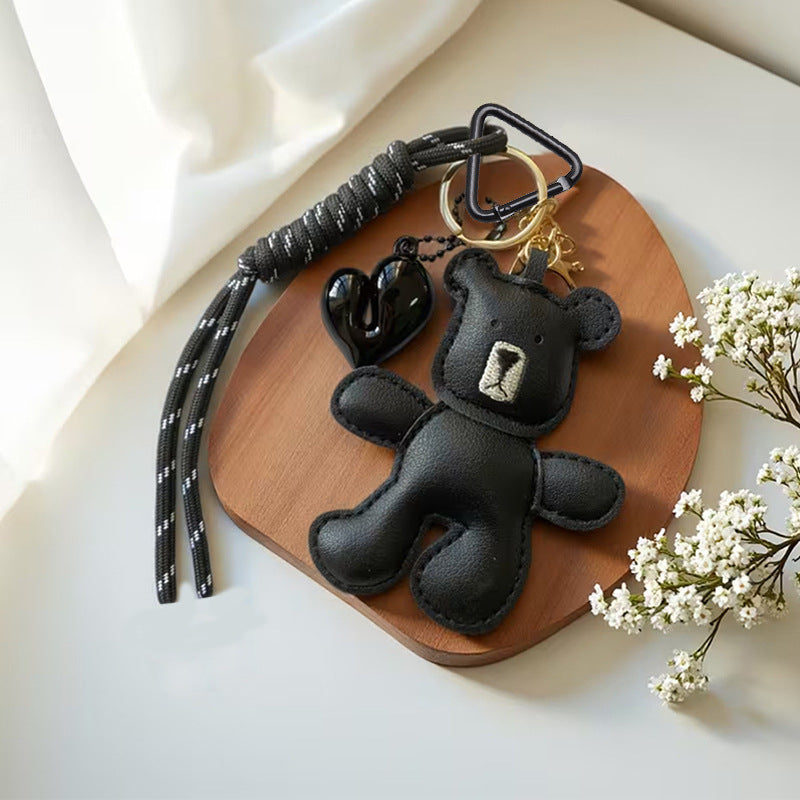 Black Teddy with Heart Keychain | Bag Charm