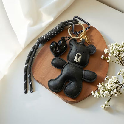 Black Teddy with Heart Keychain | Bag Charm