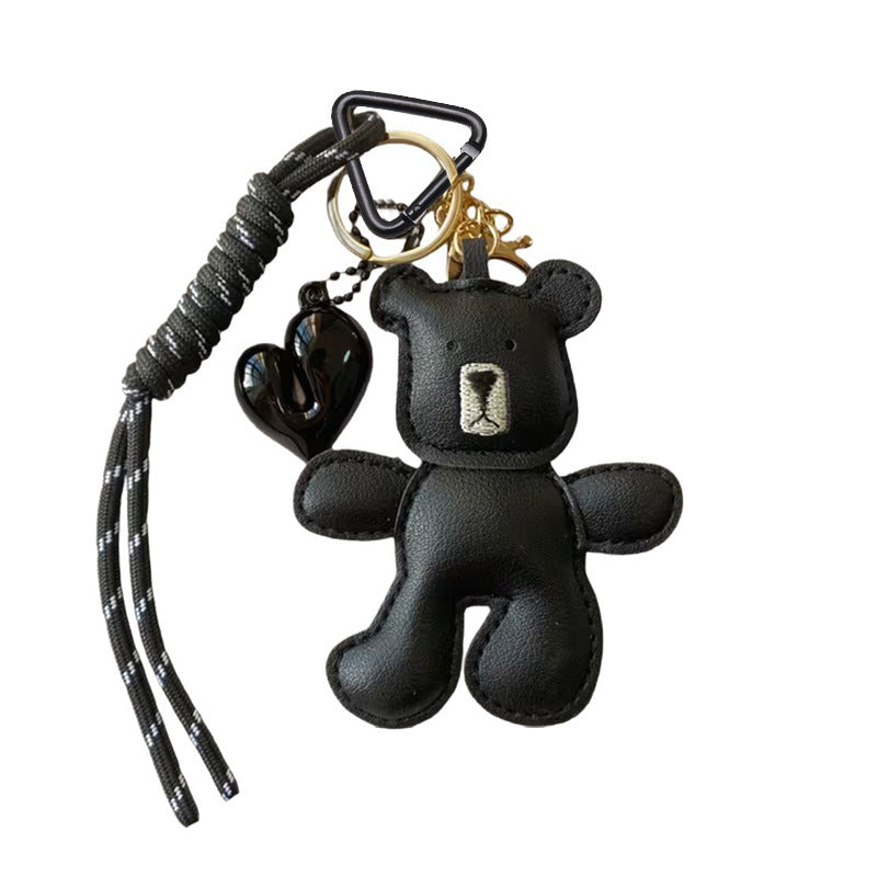 Black Teddy with Heart Keychain | Bag Charm