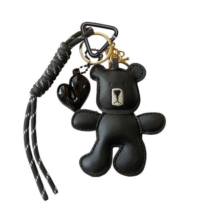 Black Teddy with Heart Keychain | Bag Charm