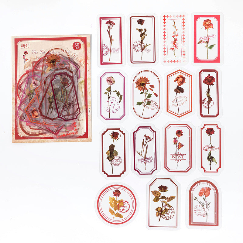 RED Transparent Stickers with Flowers