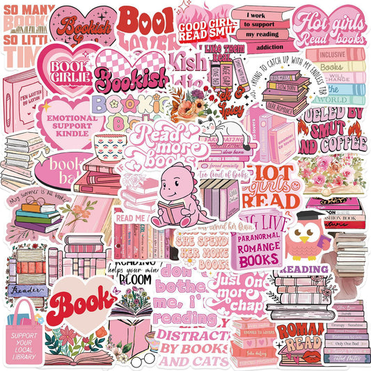 PINK Bookish Stickers - 50 pc in pack