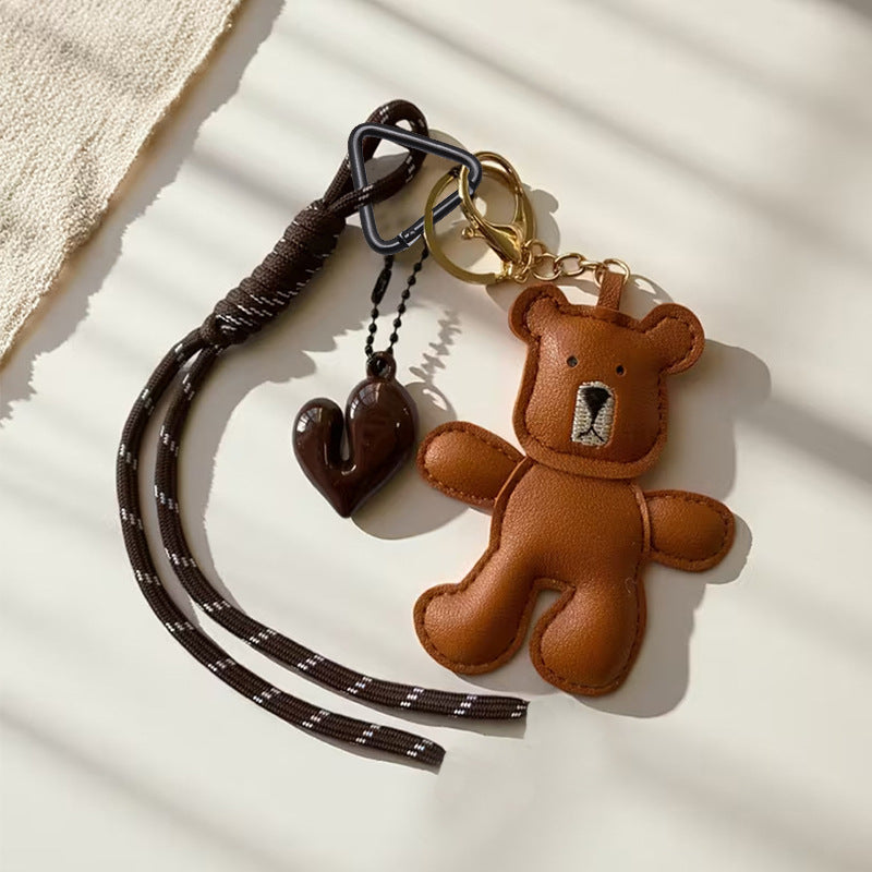 Brown Teddy with Heart Keychain | Bag Charm