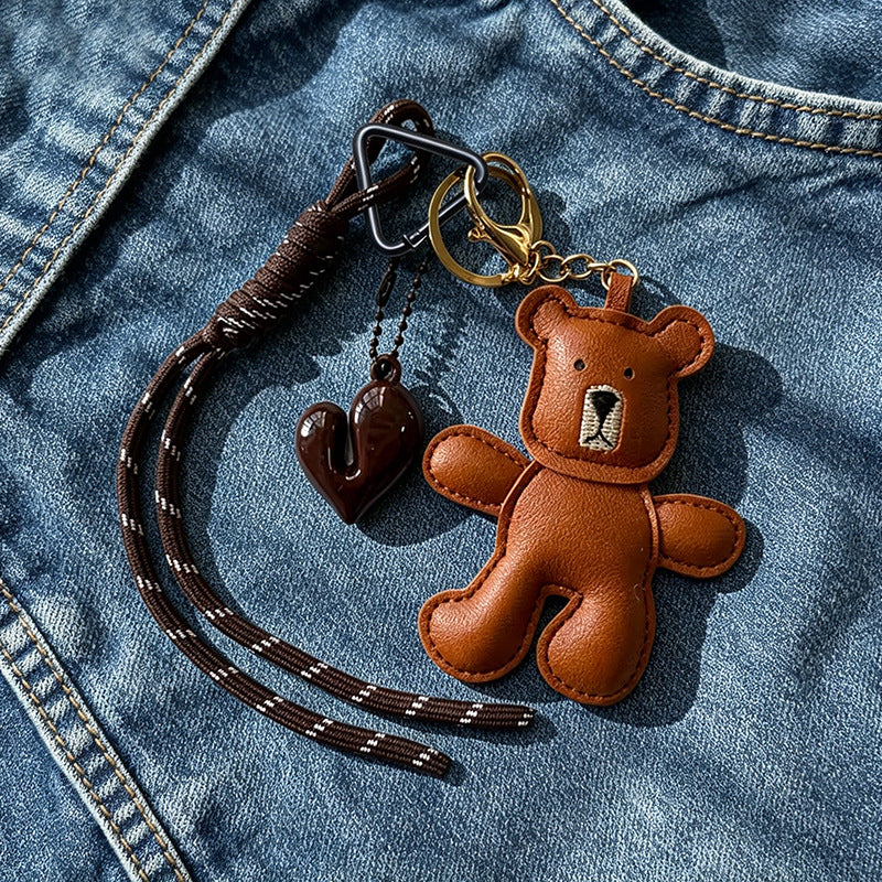 Brown Teddy with Heart Keychain | Bag Charm