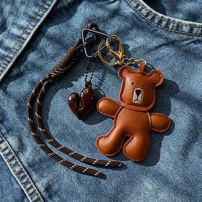 Brown Teddy with Heart Keychain | Bag Charm