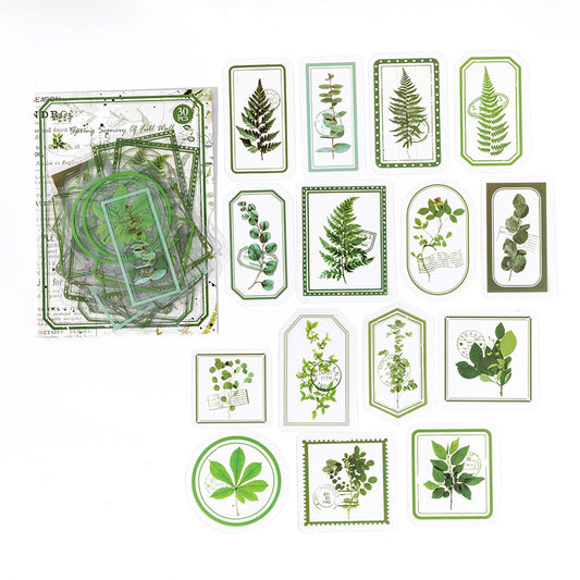 GREEN Transparent Stickers with Flowers