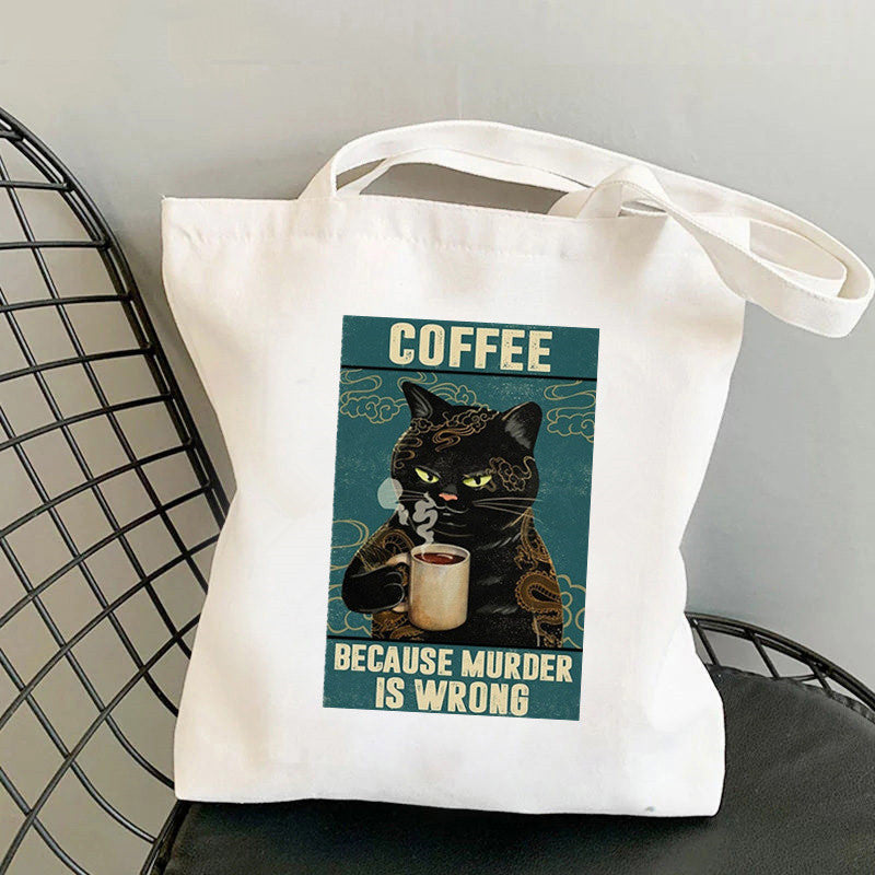 Bookish Tote Bag "Coffee because murder is wrong"