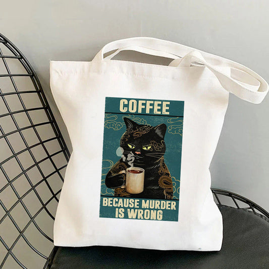 Bookish Tote Bag "Coffee because murder is wrong"