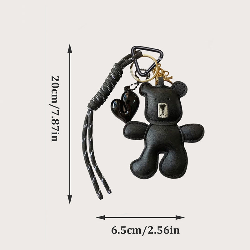 Black Teddy with Heart Keychain | Bag Charm
