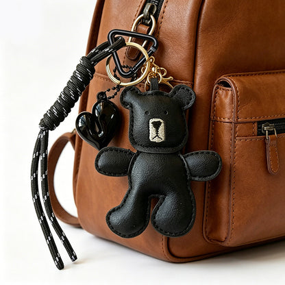 Black Teddy with Heart Keychain | Bag Charm