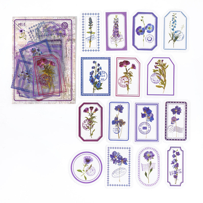 PURPLE Transparent Stickers with Flowers