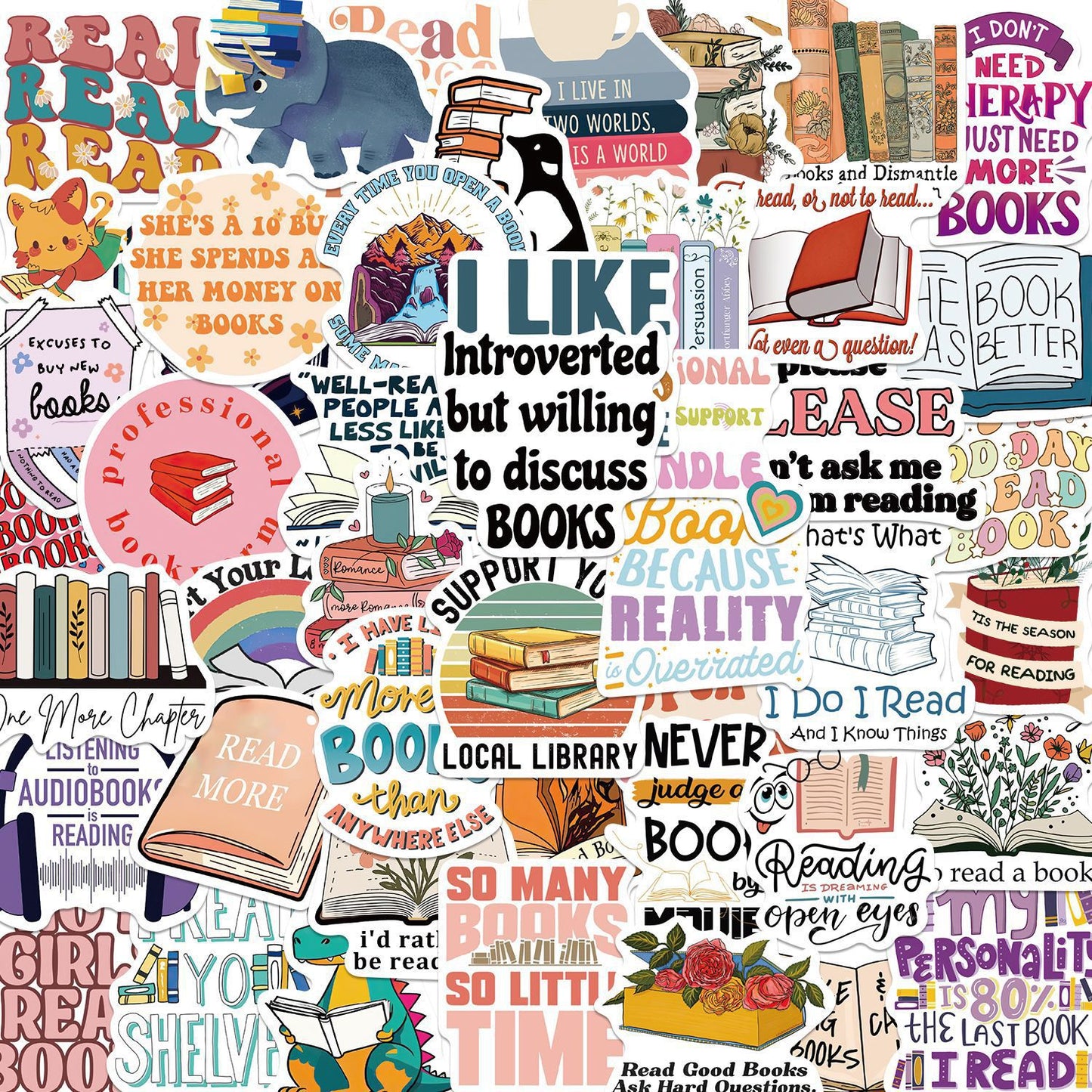 COLORFUL Bookish Stickers (50 pcs)