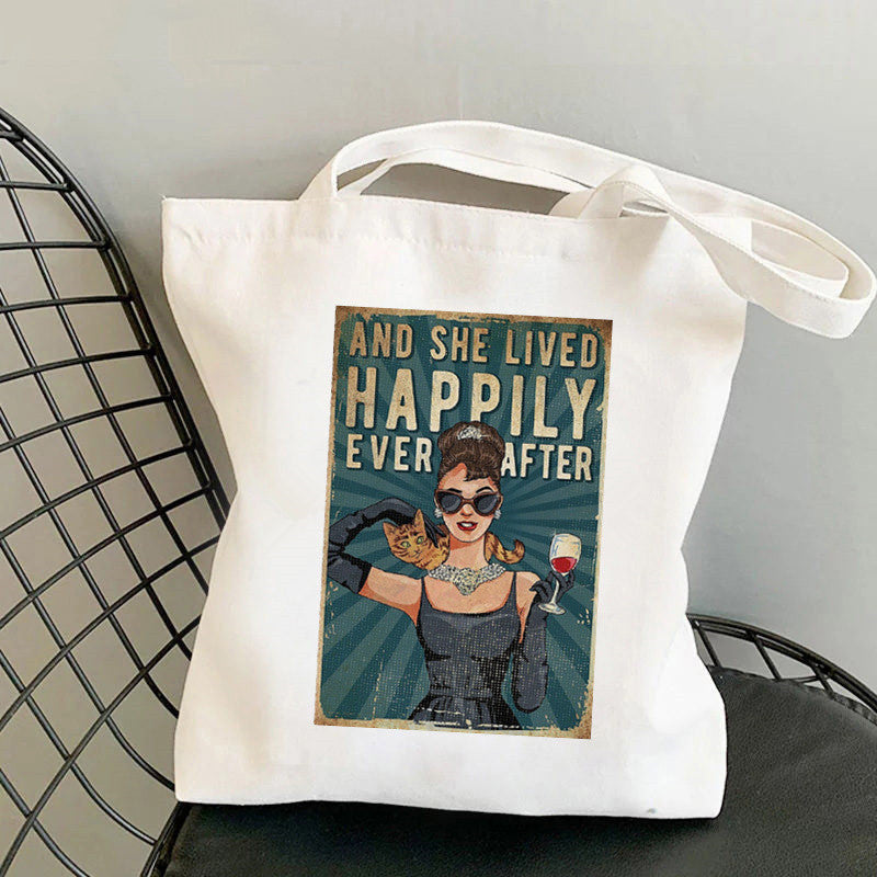 Bookish Tote Bag "And she lived happily ever after"