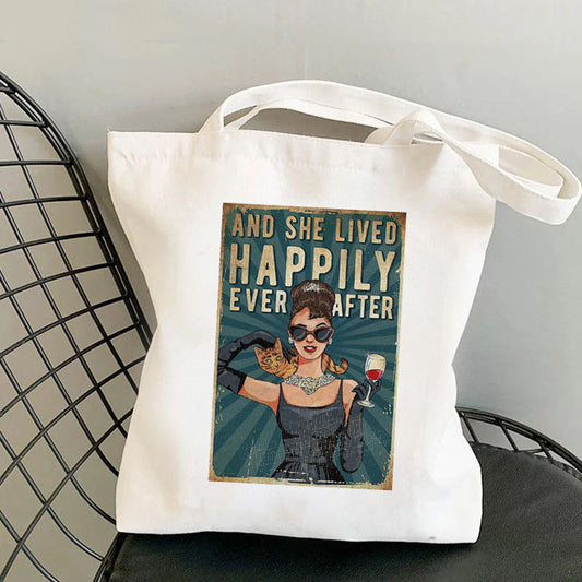 Bookish Tote Bag "And she lived happily ever after"